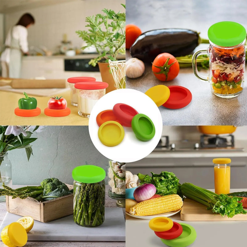 Pack of 4 Silicone Lids Universal Stretchy Silicone Cover