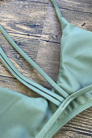 Olive Strappy Triangle Brazilian Bikini Swimsuit - Two Piece Set.bi
