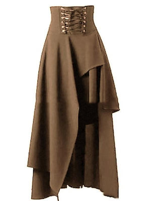 NEW Elegant Plain Asymmetrical Long Skirt With Belt