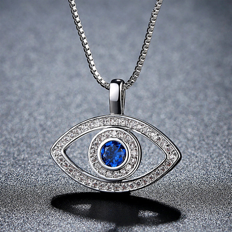 Evil Eye Crystal Silver Plated Necklace