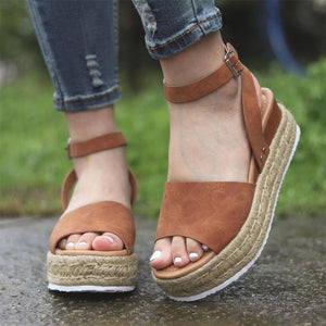 Platform Peep Toe Wedged Sandals
