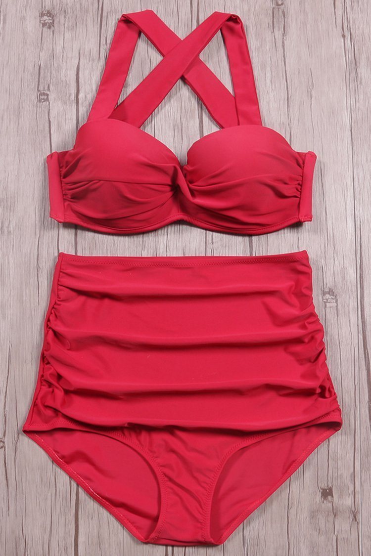 Oversize Solid Color Bikini Set