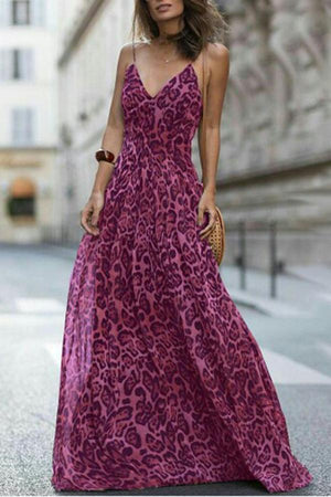 New Sexy Leopard Print Sleeveless Maxi Dress.AQ