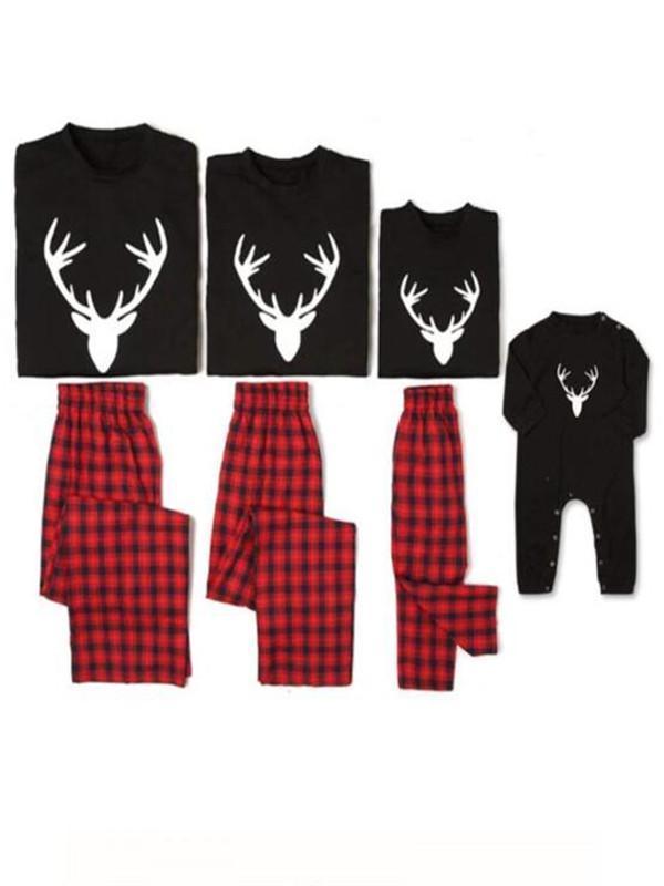 NEW Christmas Cute Animal Print Round Neck Long Sleeve Family Matching Pajamas