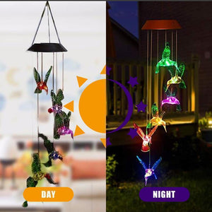 Color-Changing Solar LED Waterproof Hummingbird Wind Chimes