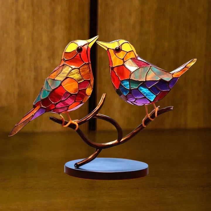 🌈Stained Glass Birds on Branch Desktop Ornaments🕊️