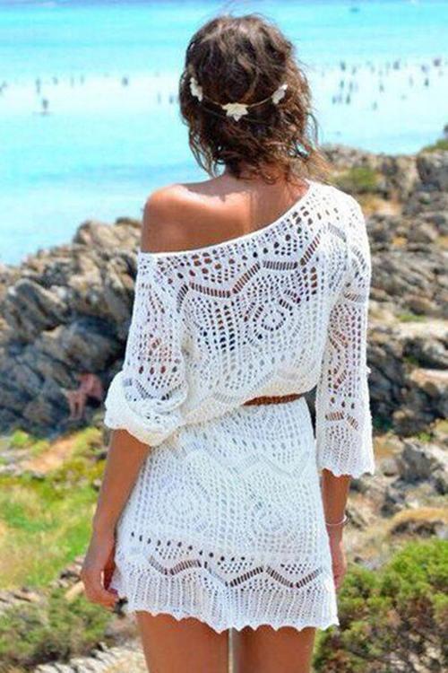 New Boho Lovely lace detail belted swimsuit coverup dress