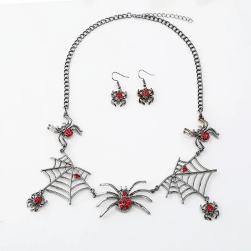 Halloween Jewelry Creative Necklace Spider Web Pendant & Chain