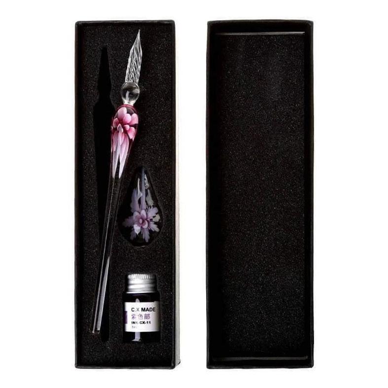 Glass Calligraphy Pen Set with Ink and Pen Rest